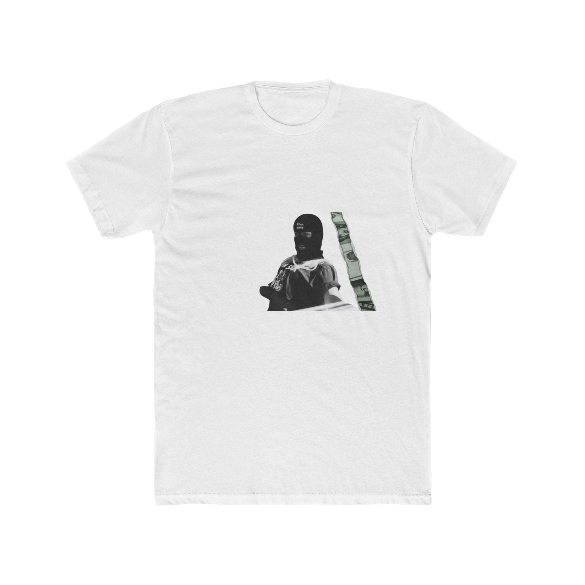 Fresh808Gang Graphic Tee — Hooded Mask Figure with Vertical Money Strip