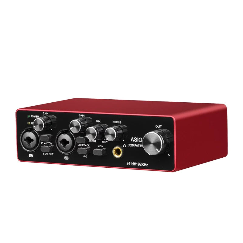 YAMNWEO MD22 Portable 2-Channel USB Audio Interface, 24Bit/192kHz Sound Card with Independent Gain Control, Low Cut & Loopback Function, Beginner Friendly for Home Studio, Podcasting, Gaming, Streaming & Music Production