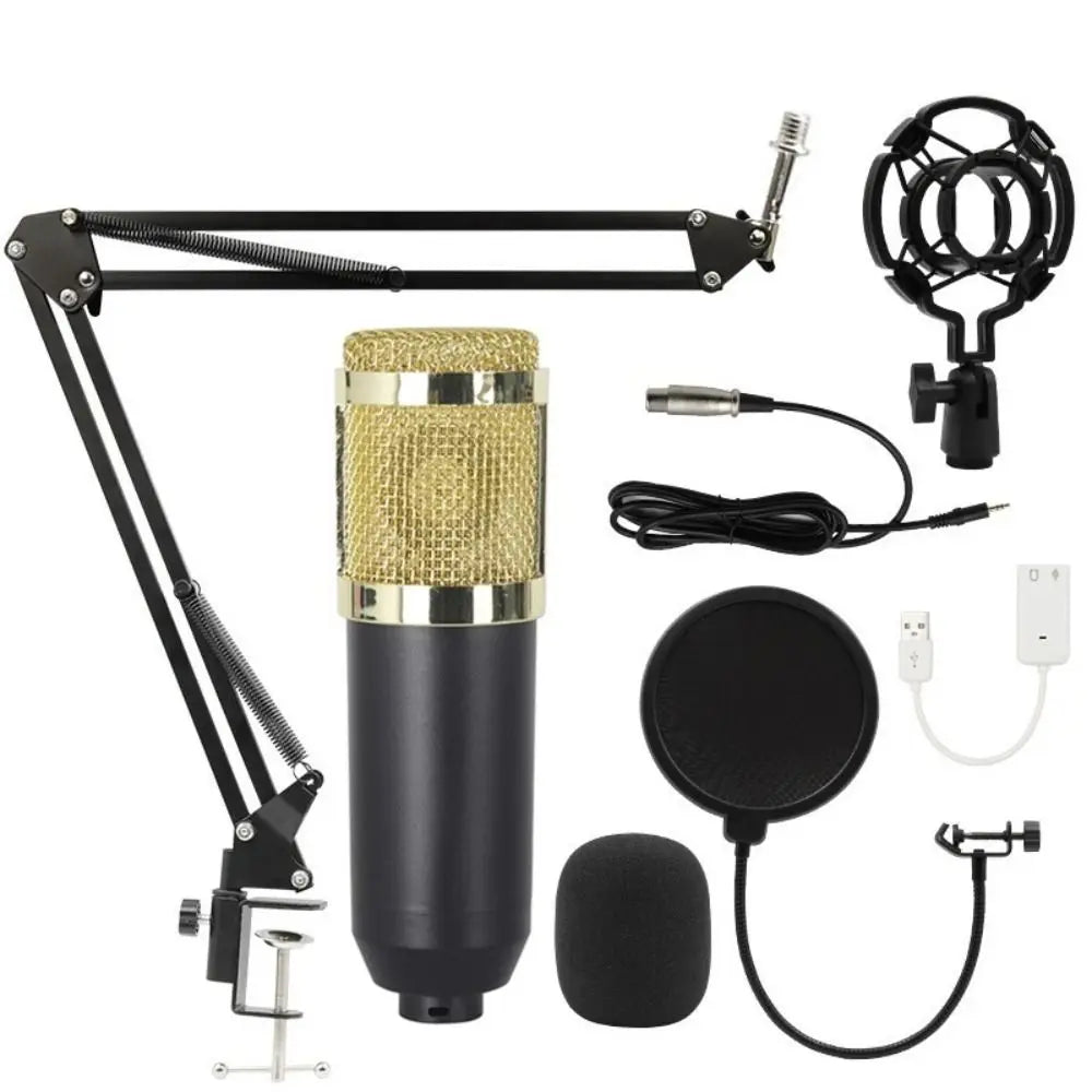 Professional BM800 Condenser Microphone Kit V8Sound Card Set Audio Mixer Live Podcast Equipment Bundle Streaming AudioSmartphone