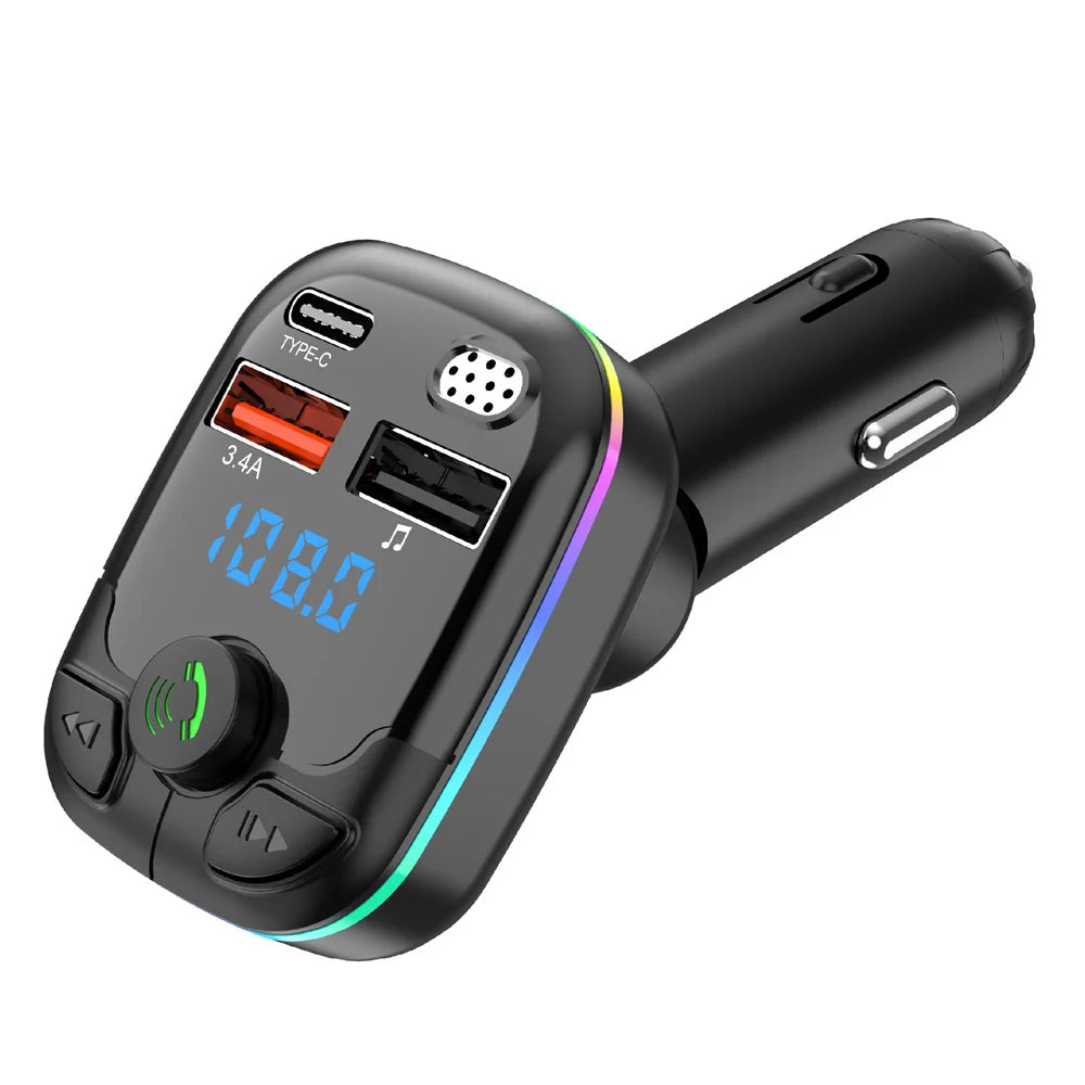 Bluetooth 5.0 Car FM Wireless Audio Transmitter Receiver MP3 Player Support TF Card U Disk Car Handsfree Stereo Radio Car Kits