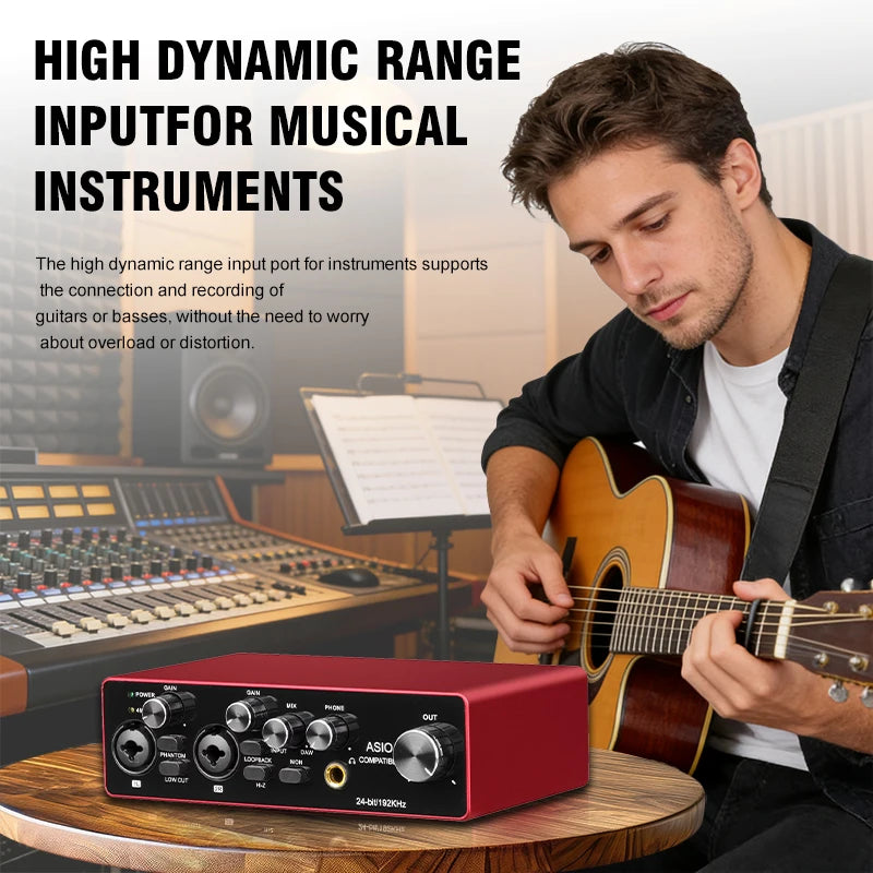 YAMNWEO MD22 Portable 2-Channel USB Audio Interface, 24Bit/192kHz Sound Card with Independent Gain Control, Low Cut & Loopback Function, Beginner Friendly for Home Studio, Podcasting, Gaming, Streaming & Music Production