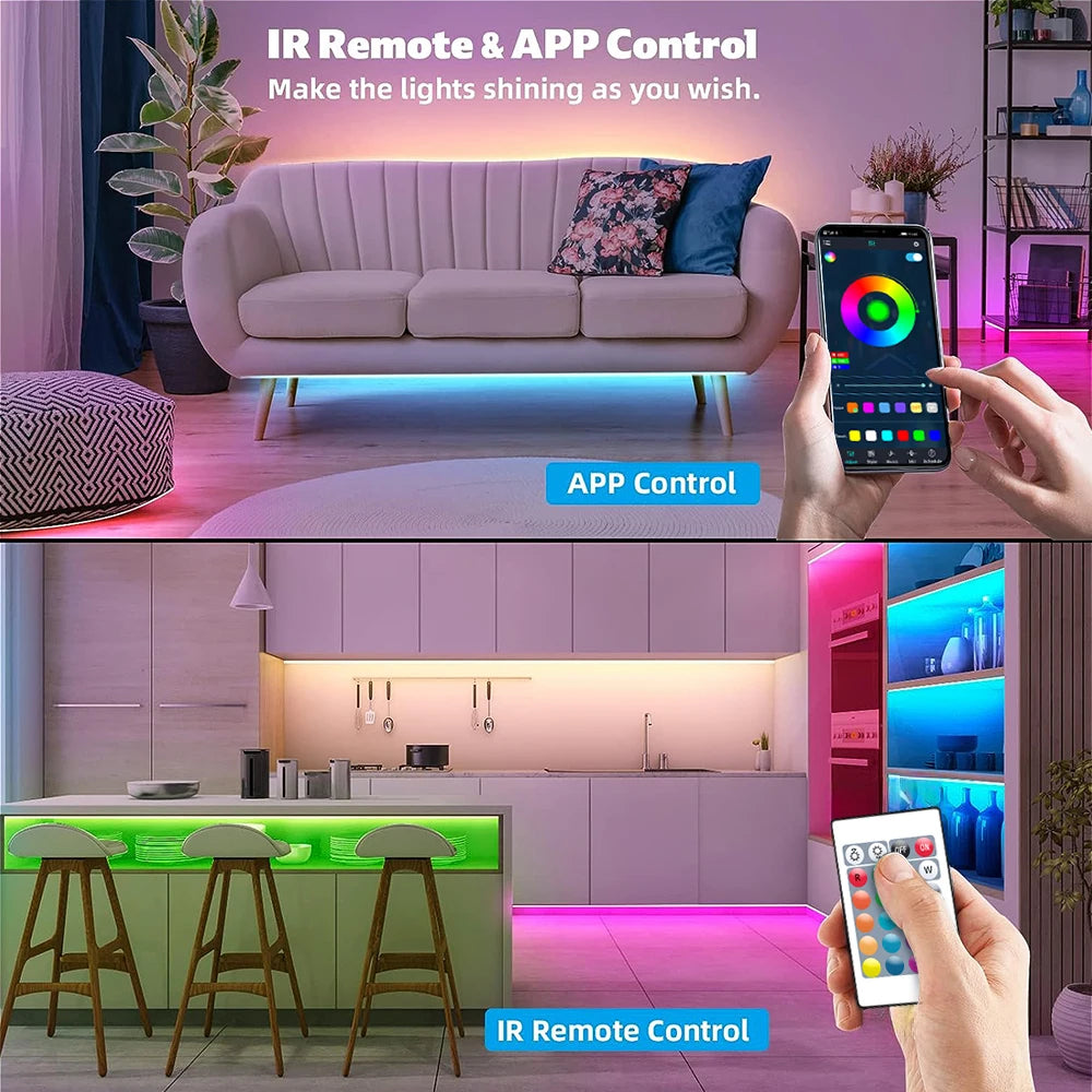 GREATWALL WIFI 100 foot LED strip, 50550RGB strip music synchronous color change, room, home, party decoration APP controller