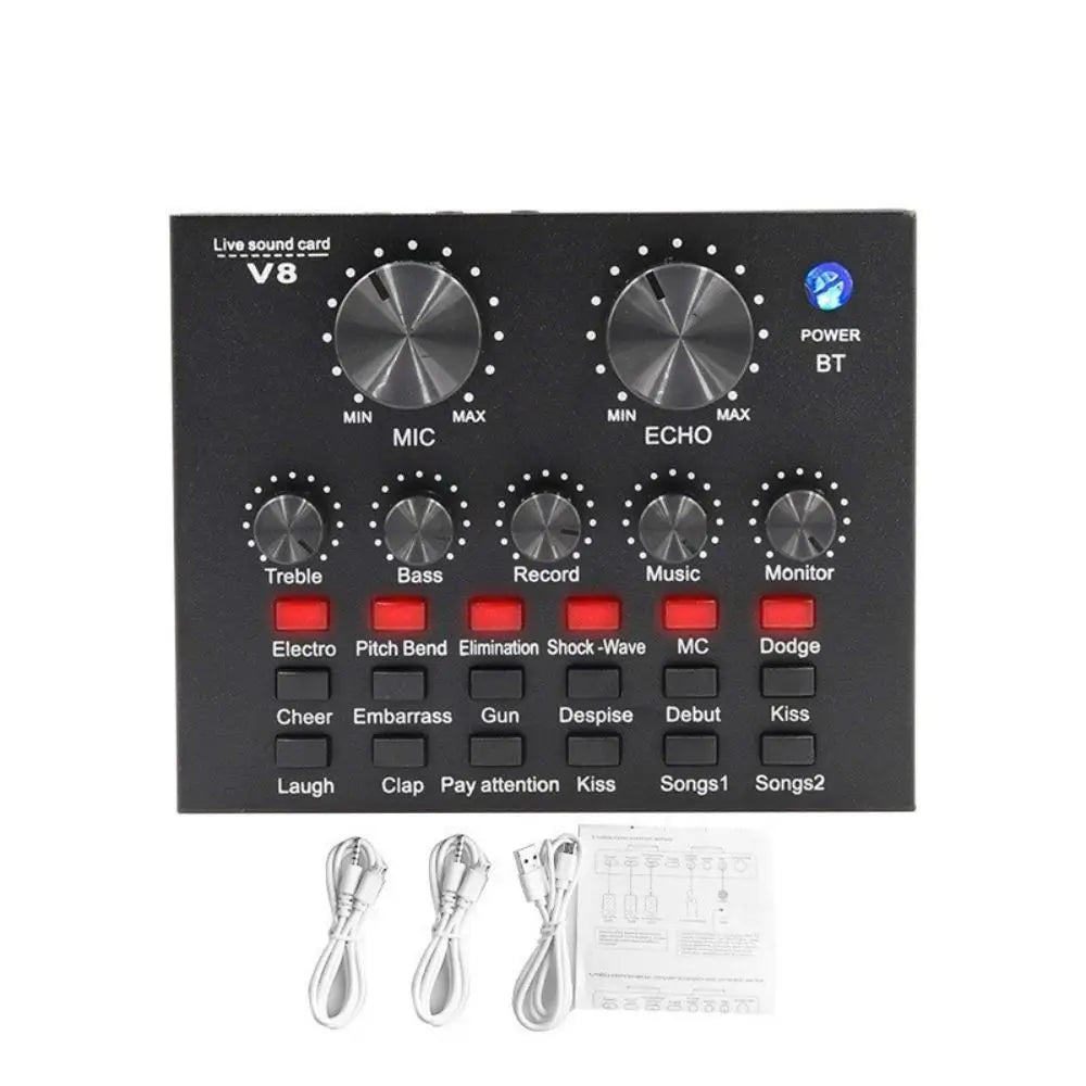 Professional BM800 Condenser Microphone Kit V8Sound Card Set Audio Mixer Live Podcast Equipment Bundle Streaming AudioSmartphone