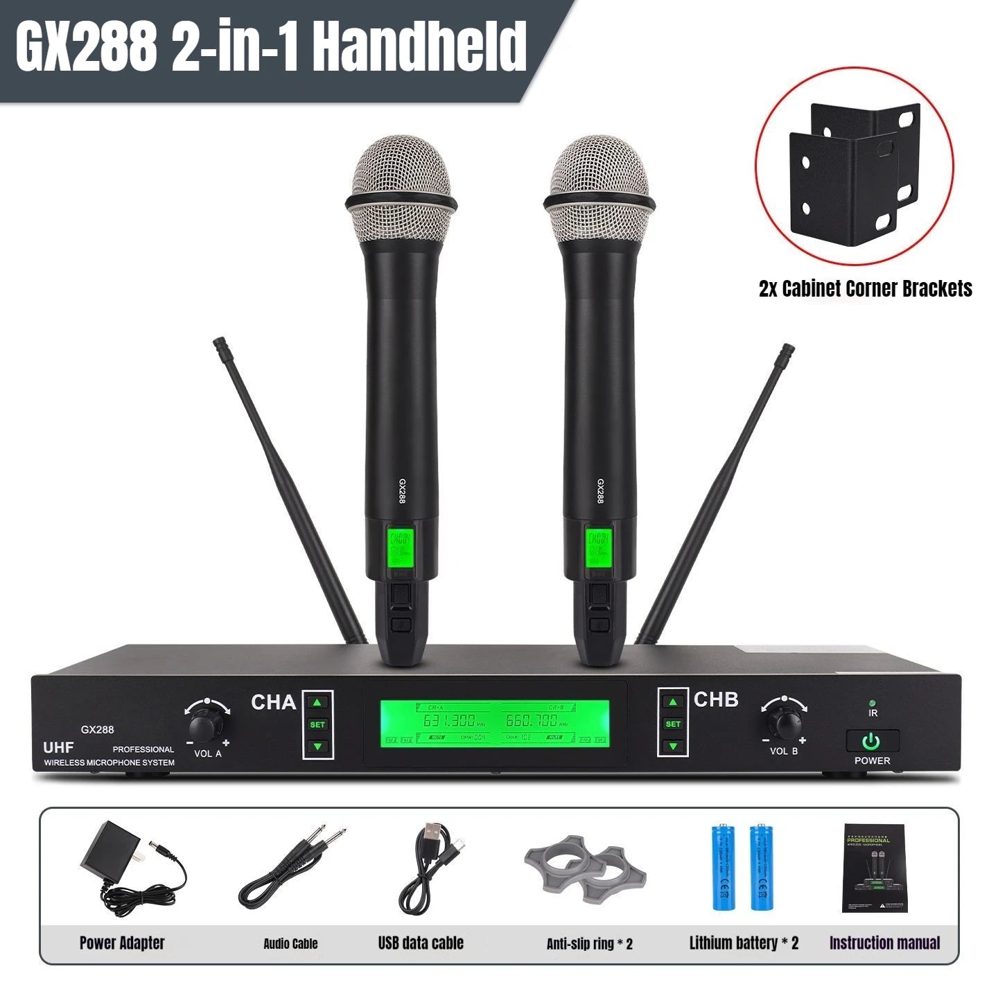YAMNWEO GX 2/4/8 Channel UHF Wireless Microphone System, Handheld Dynamic Mics, Anti-Howling Stable Signal, Cardioid Pickup for Stage Karaoke Wedding Church Speech Teaching Performance
