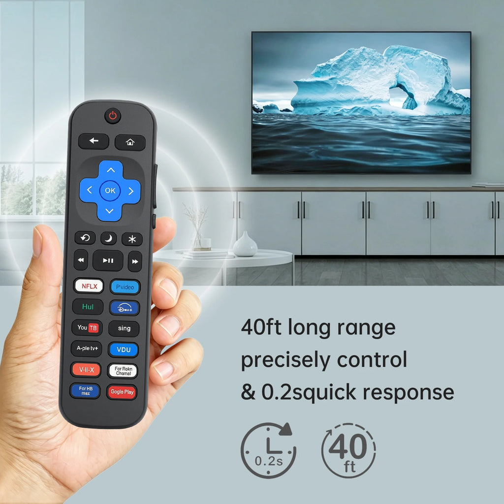 Wireless Smart Remote for Roku TV, with Netflix/YouTube/Apple/Disney+/Prime Video/Viu/HBO Max Google Play Sling Shortcut Buttons