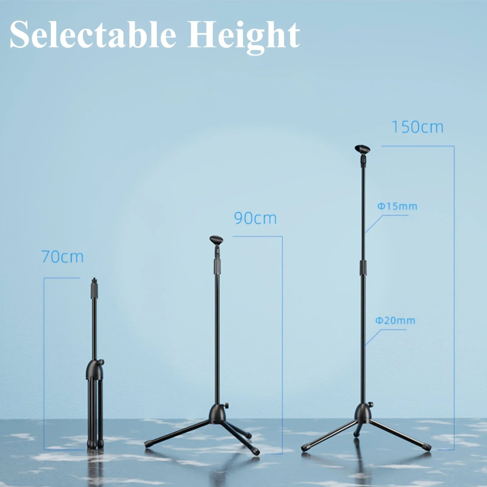 Performance Microphone, Floor-Standing Microphone, Stage Stand, Guitar Singing and Playing Microphone Stand, Suitable for Different Heights and Usage Needs, Tripod Base: Stable and Non-Wobbling, More Secure for Performances,