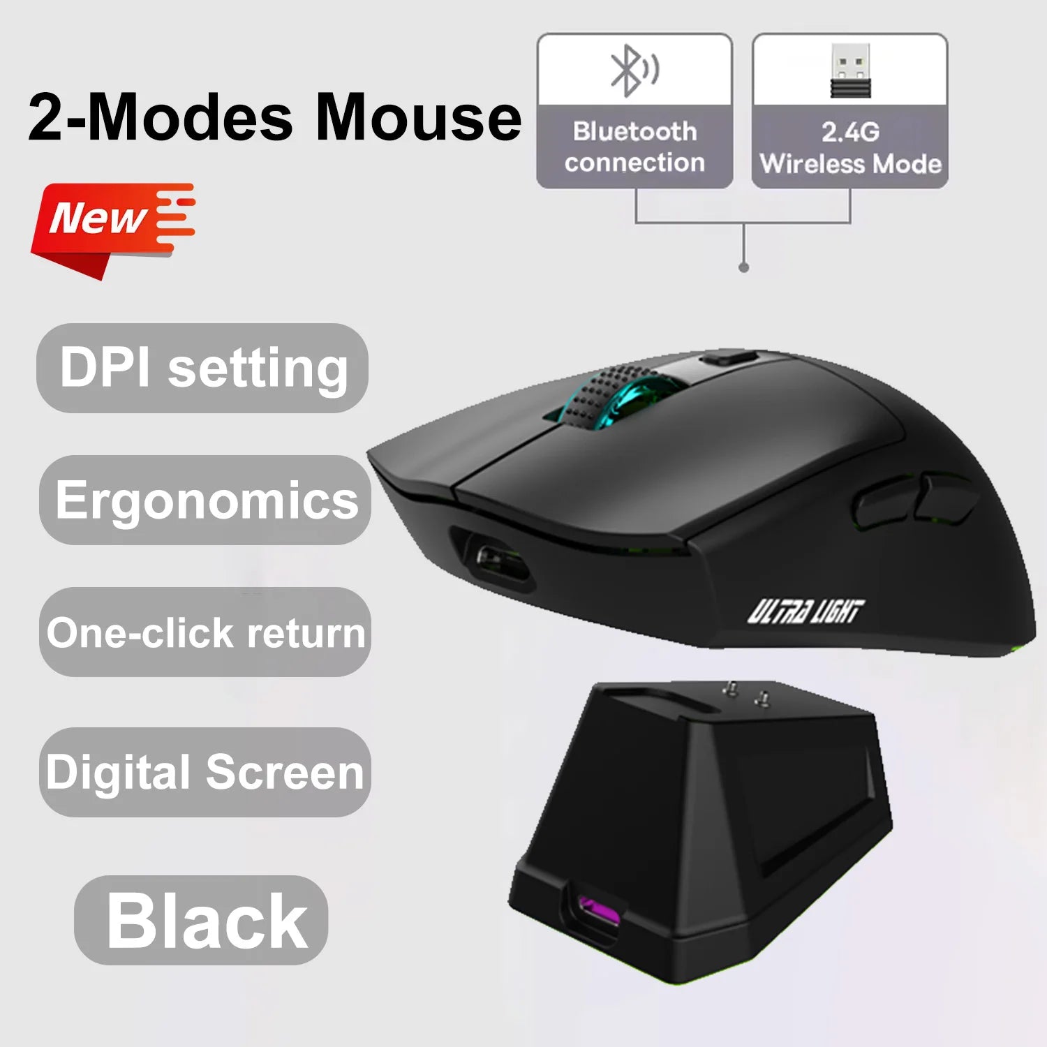 2026 NEW X11 Wireless Bluetooth 3-Mode Mouse Touch Screen Magnetic Charging Dock Ultra-Light Macro Gaming Mouse Magnetic Base