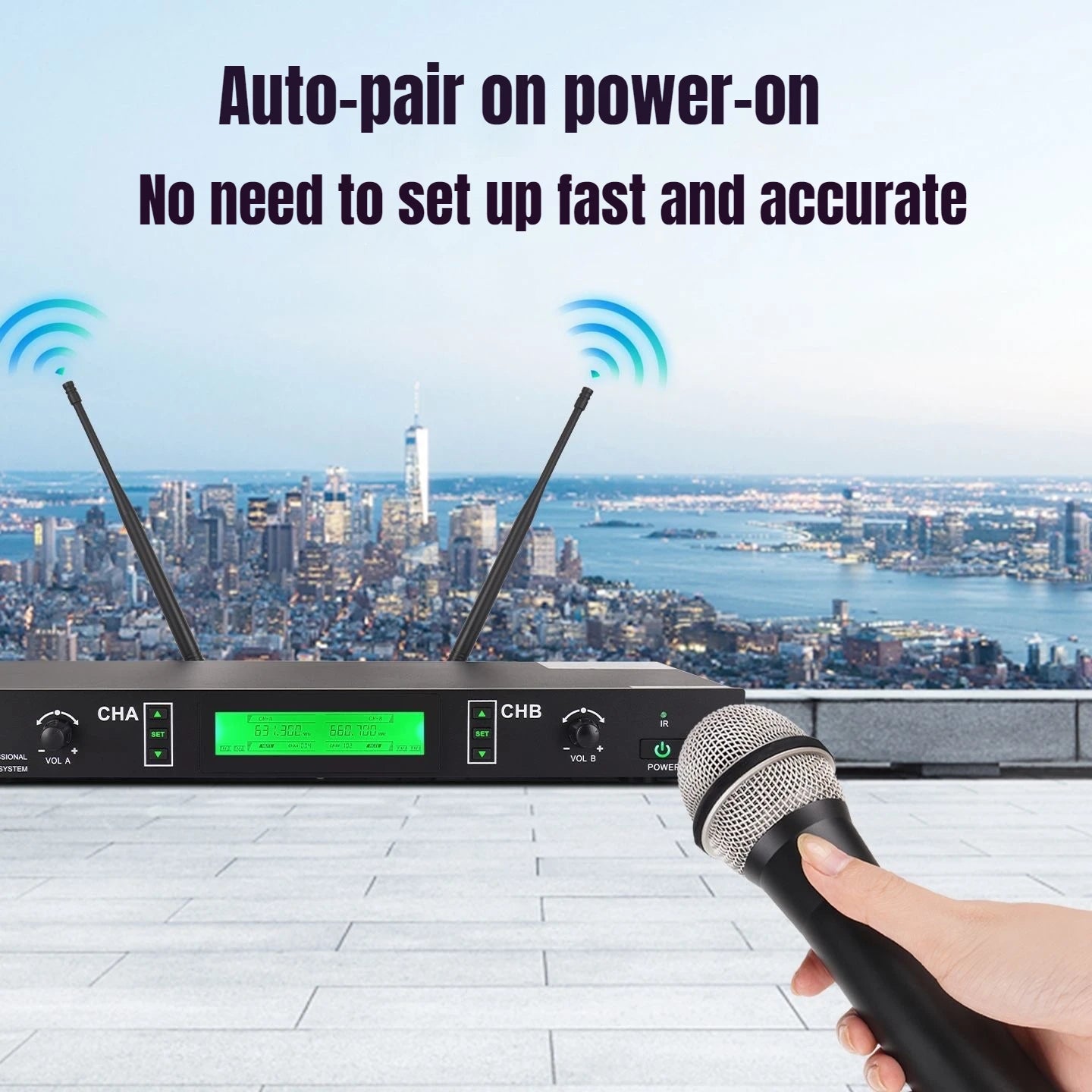 YAMNWEO GX 2/4/8 Channel UHF Wireless Microphone System, Handheld Dynamic Mics, Anti-Howling Stable Signal, Cardioid Pickup for Stage Karaoke Wedding Church Speech Teaching Performance