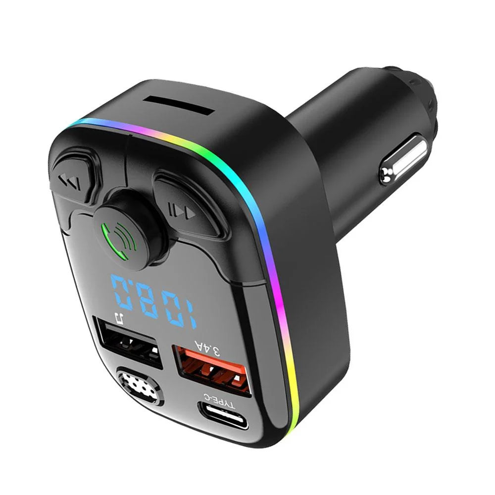 Bluetooth 5.0 Car FM Wireless Audio Transmitter Receiver MP3 Player Support TF Card U Disk Car Handsfree Stereo Radio Car Kits